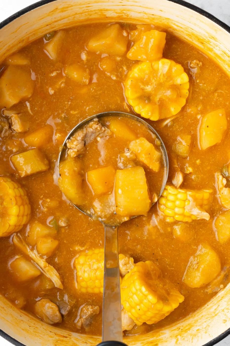 cooked Cuban country-style stew in the Dutch oven