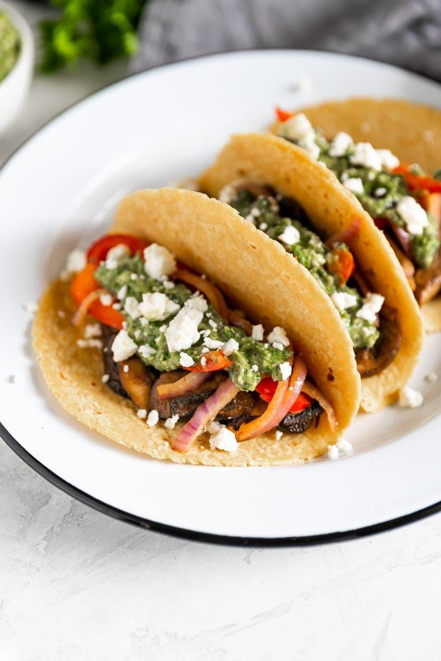 Avocado Chimichurri Mushroom Tacos