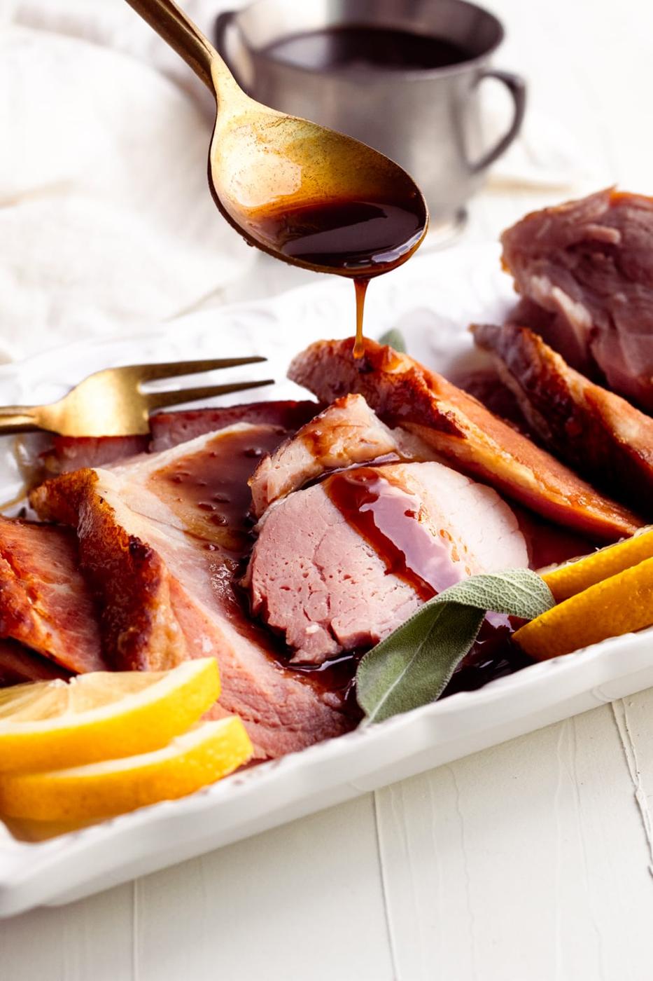Moist Oven-Baked Ham with Spiced Rum + Brown Sugar Glaze