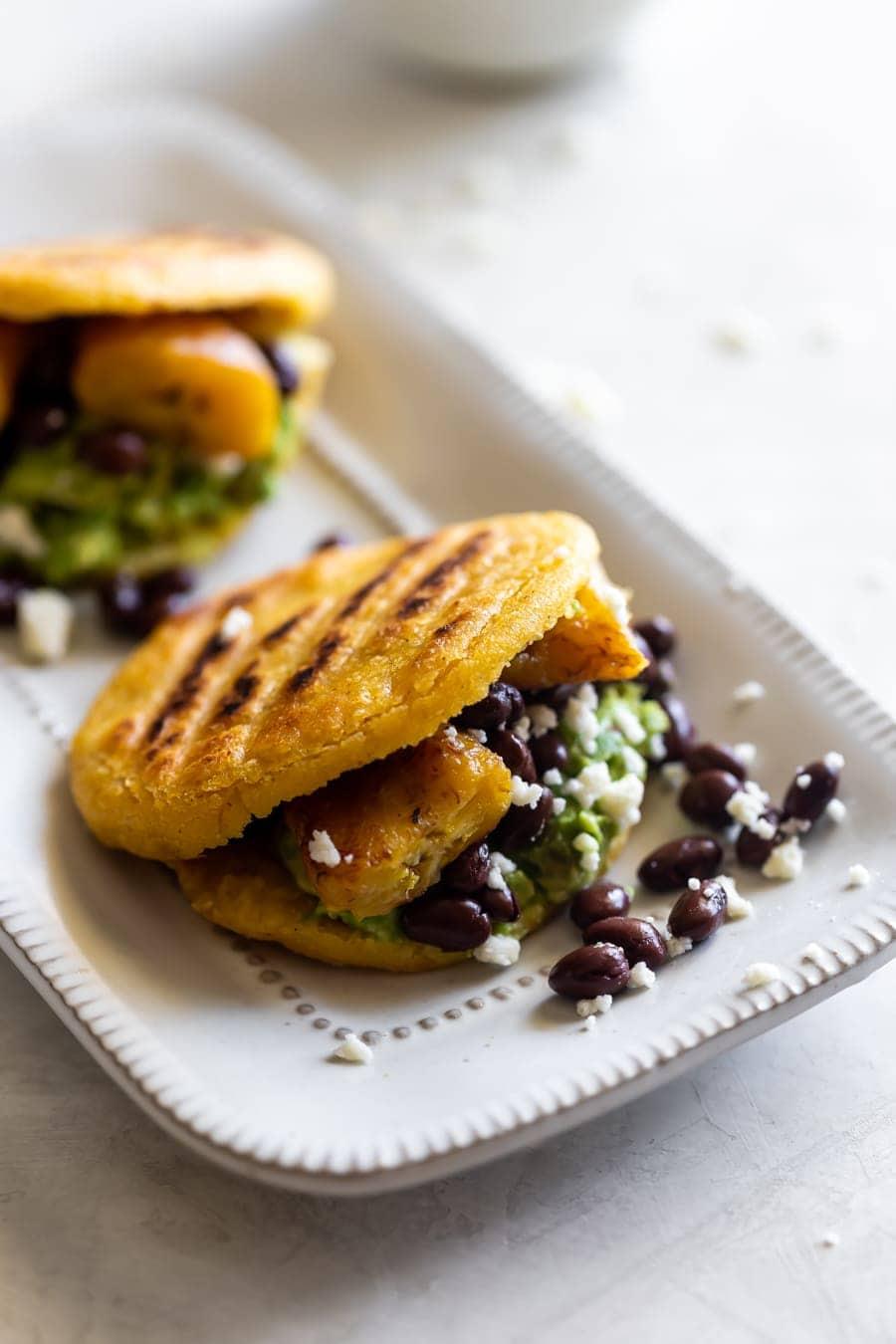 Black Bean, Sweet Plantains + Avocado Arepas
