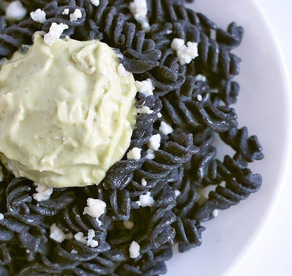 Black Bean Rotini with Avocado Crema