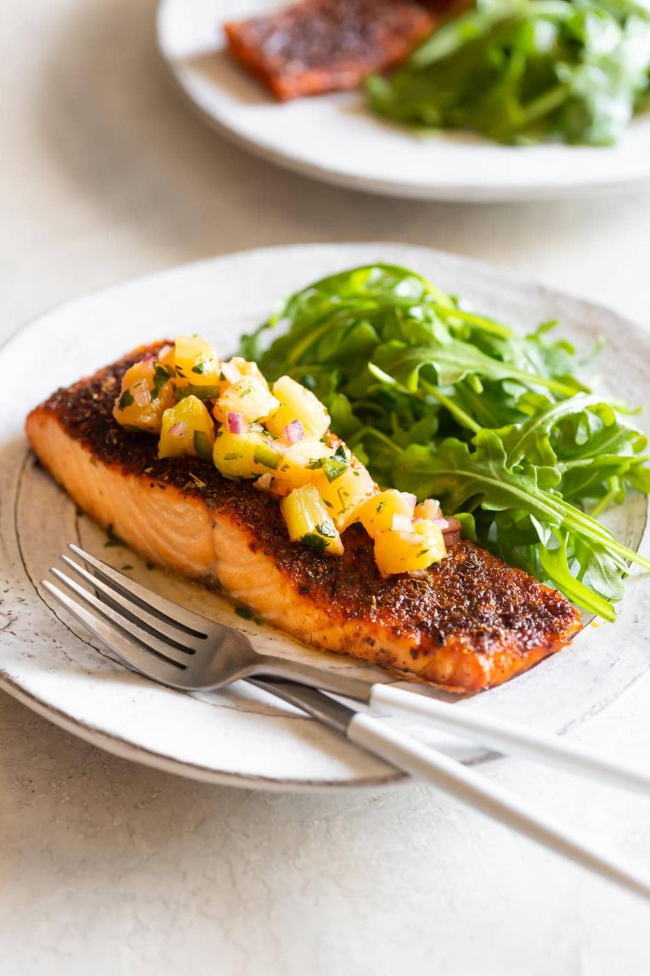 Blackened Salmon with Pineapple-Jalapeño Salsa