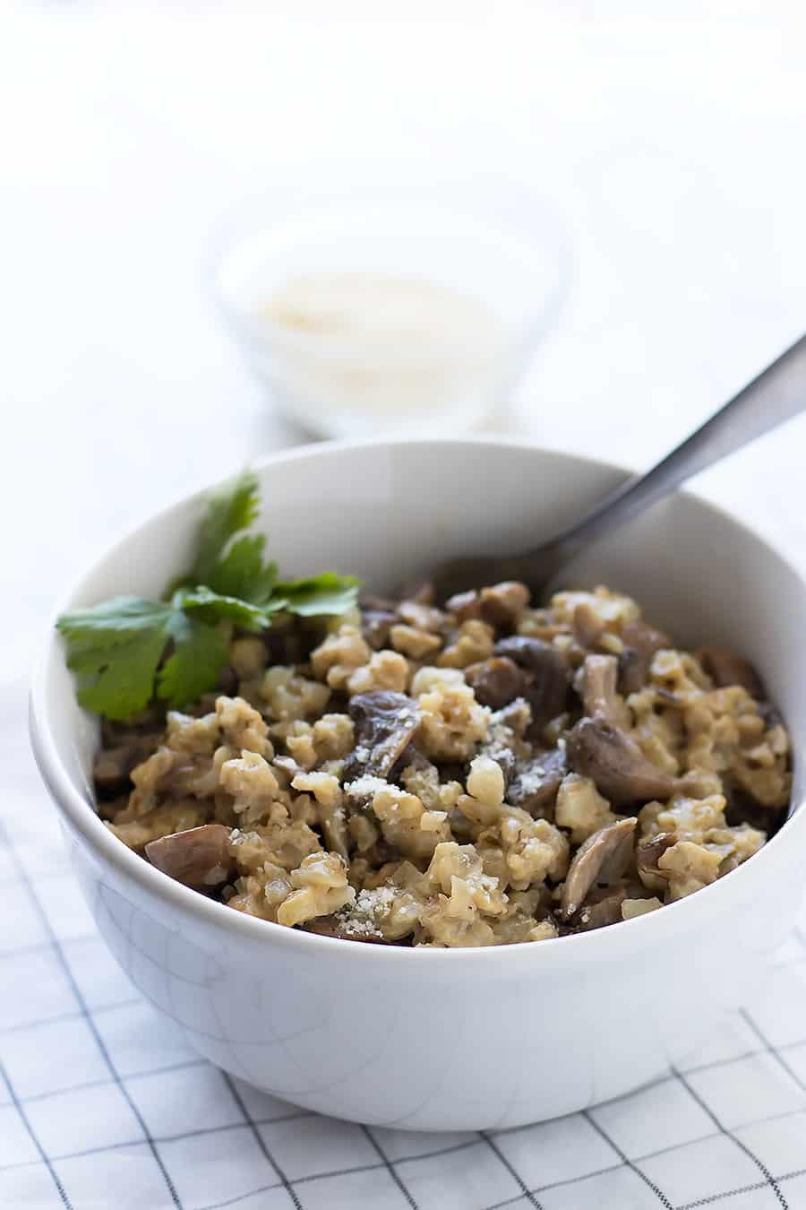 Cauliflower Rice Mushroom Risotto