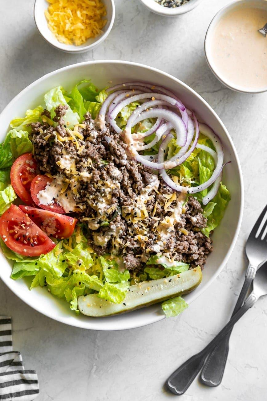 15-Minute Cheeseburger Salad with Big Mac Sauce