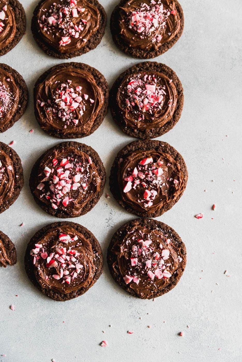 Double Chocolate Frosted Peppermint Cookies