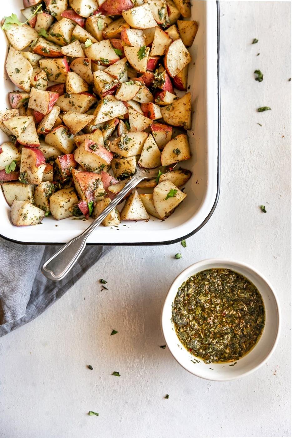 Cilantro Garlic Chimichurri Roasted Potatoes