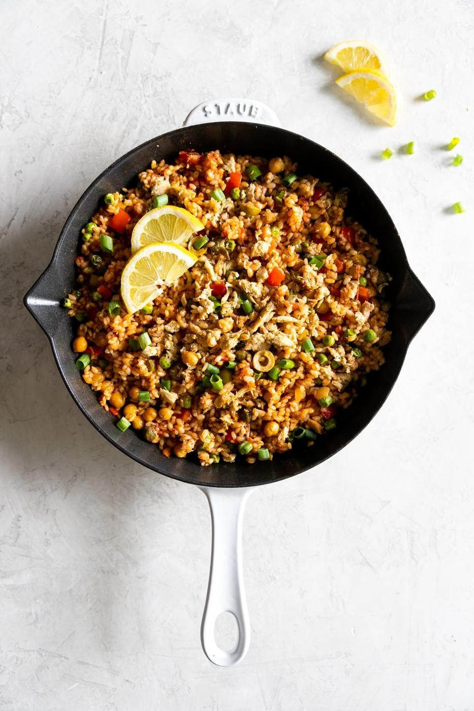 Easy Paella Recipe with Lemon Dill Tuna