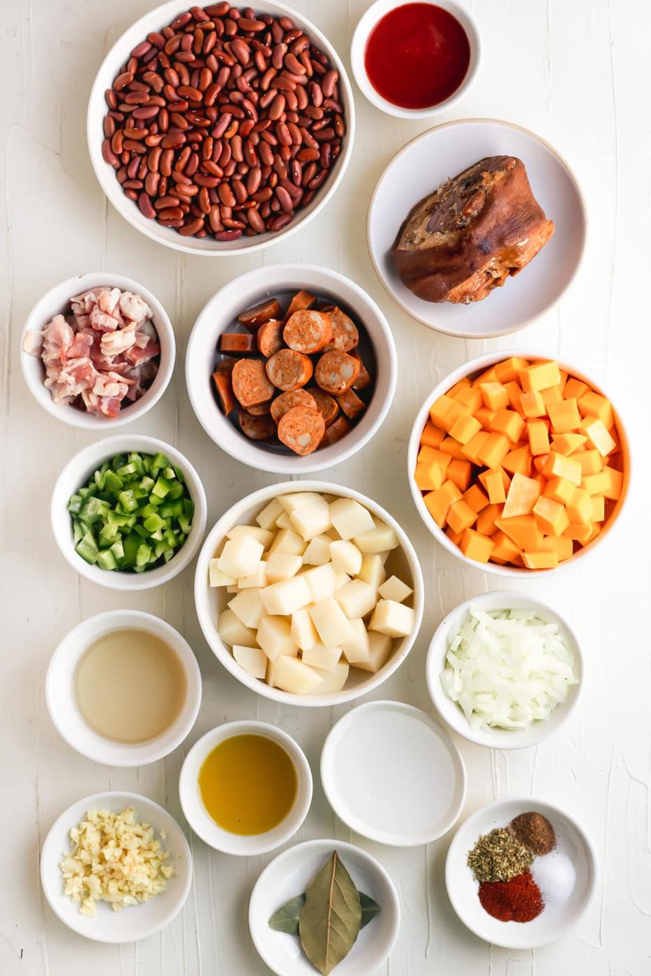 ingredients for Cuban red bean soup