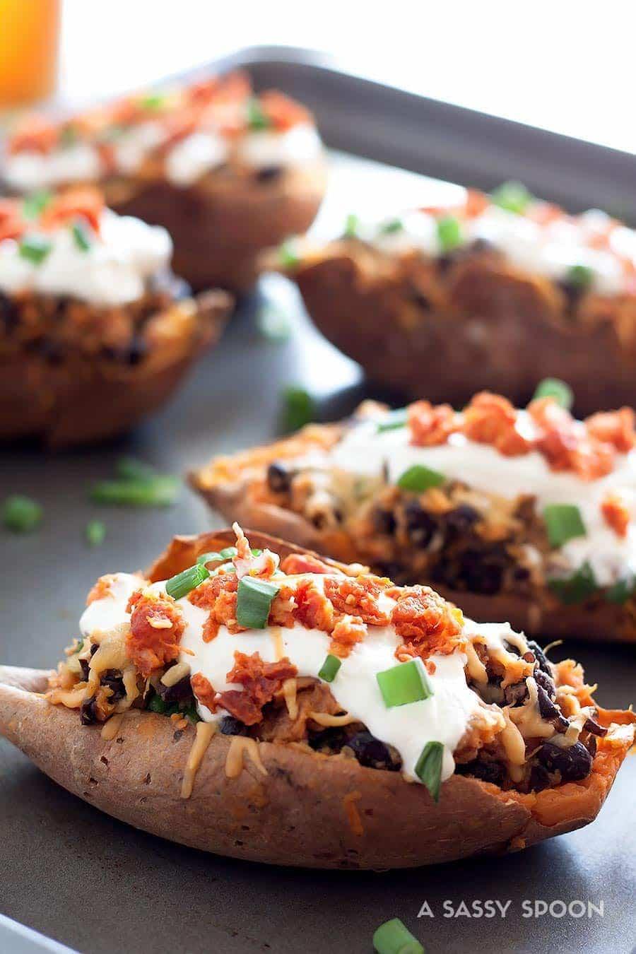 Gouda-Chorizo Loaded Sweet Potato Skins