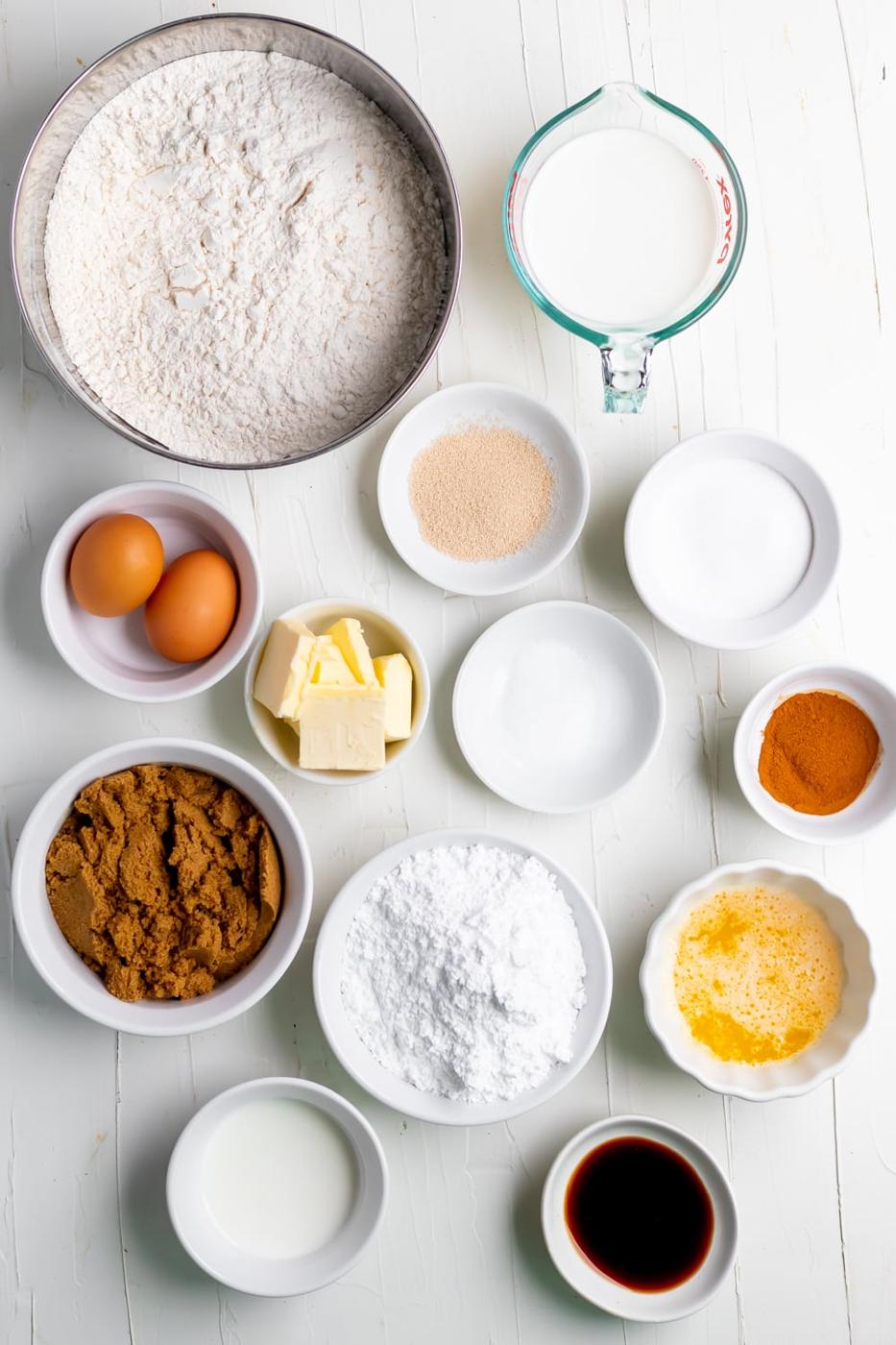 ingredients for homemade cinnamon rolls