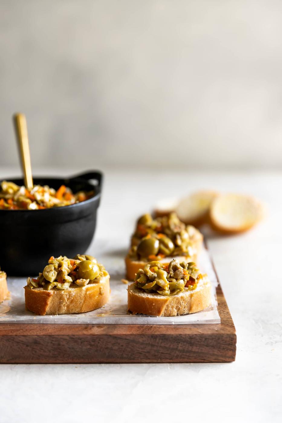 5-Ingredient Olive Bruschetta Crostini