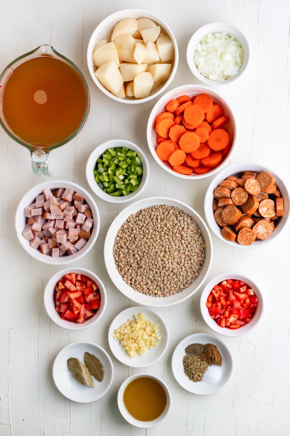 ingredients for Cuban lentil soup