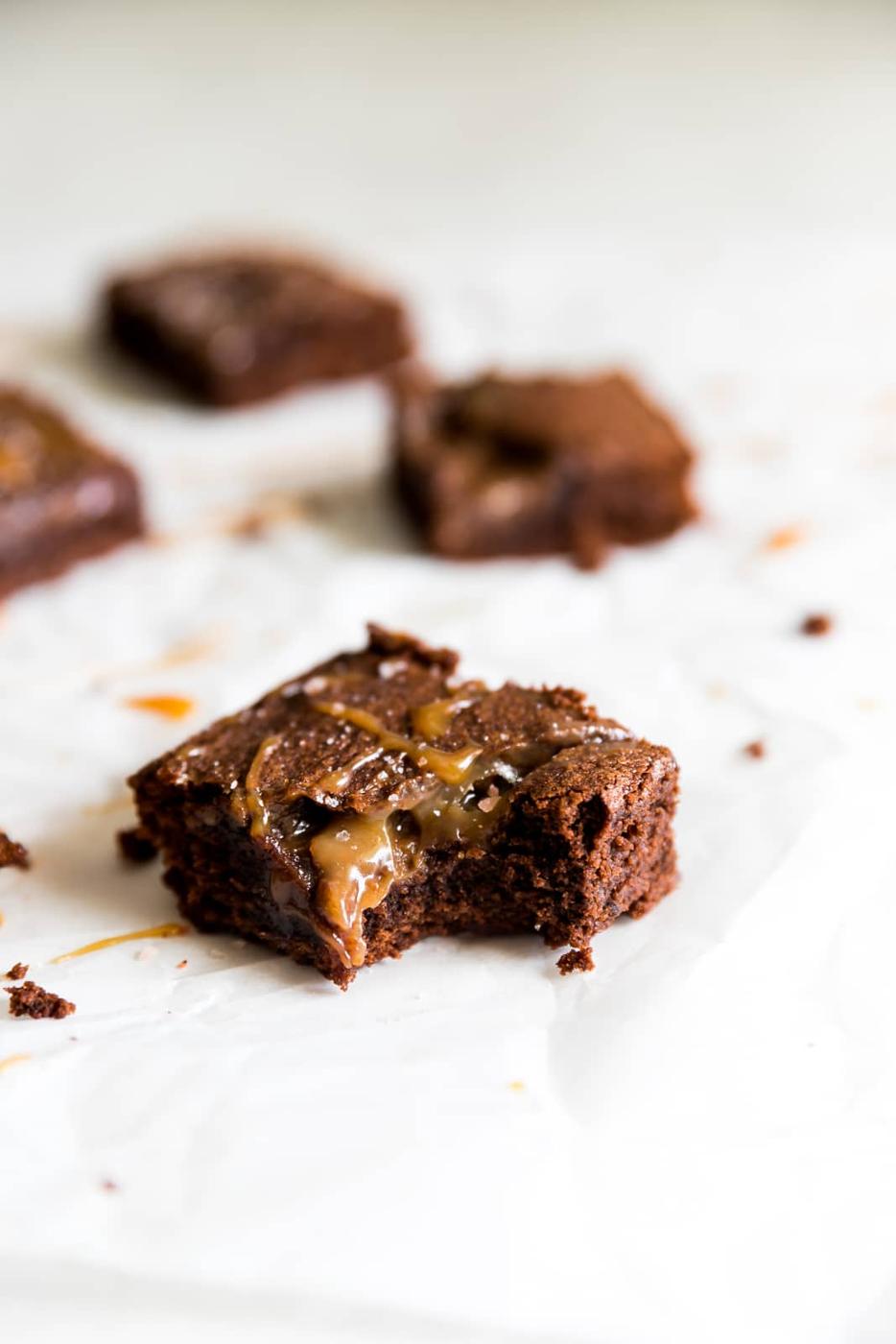 Chewy Fudgy Salted Caramel Brownies