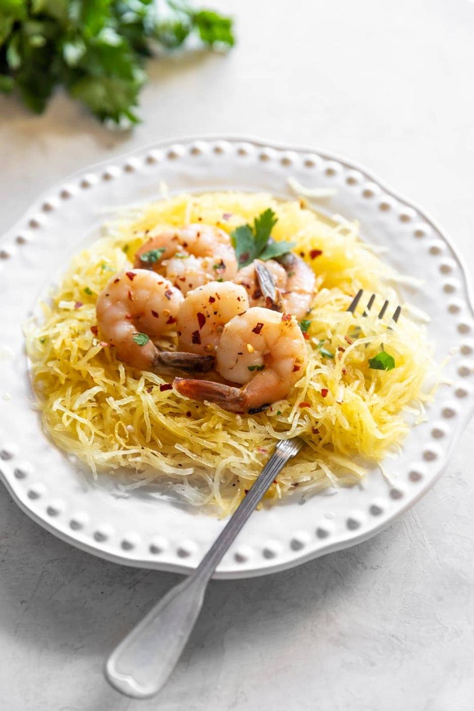 Spaghetti Squash Shrimp Scampi