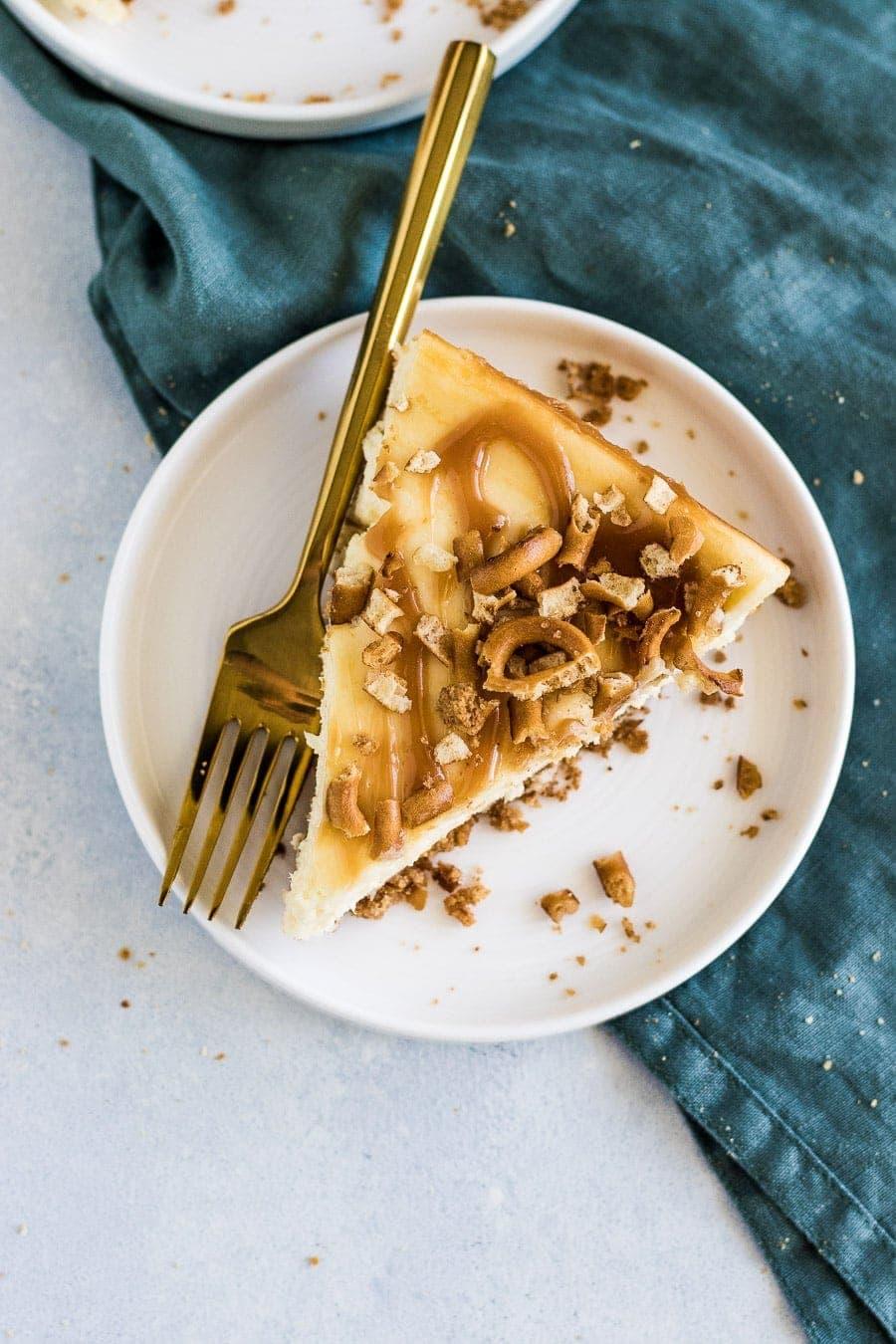 Small Batch Salted Caramel Pretzel Cheesecake