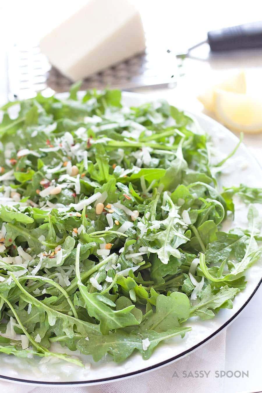Spicy Arugula Salad with Pecorino, Lemon & Olive Oil