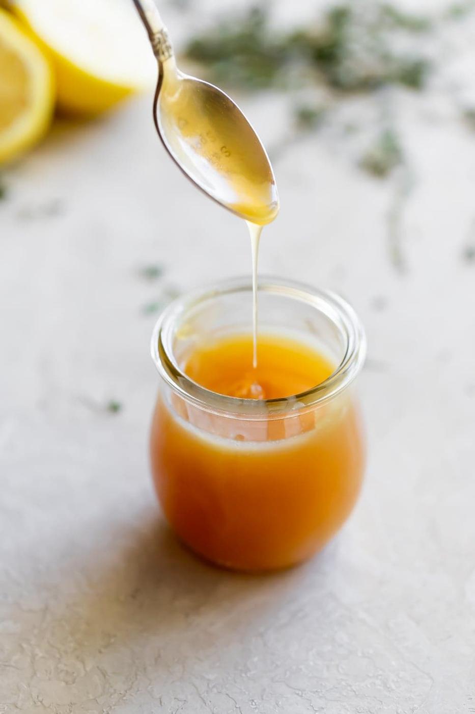 jar with easy homemade honey butter sauce
