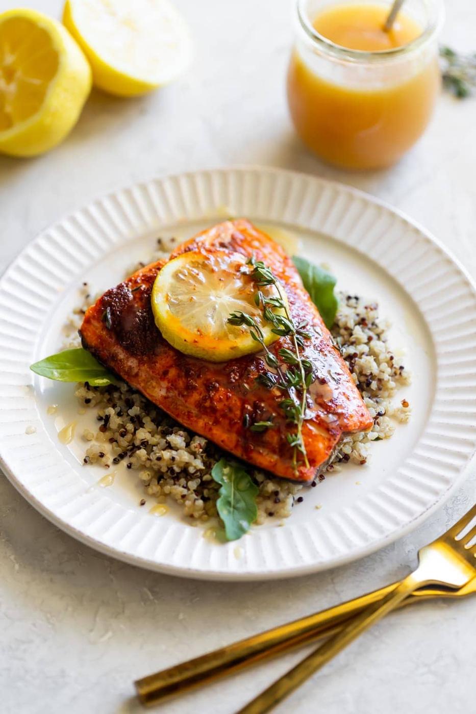 Spicy Salmon with Honey Butter Sauce