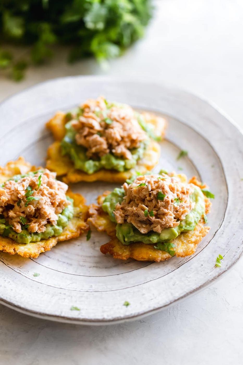 Spicy Salmon Tostones