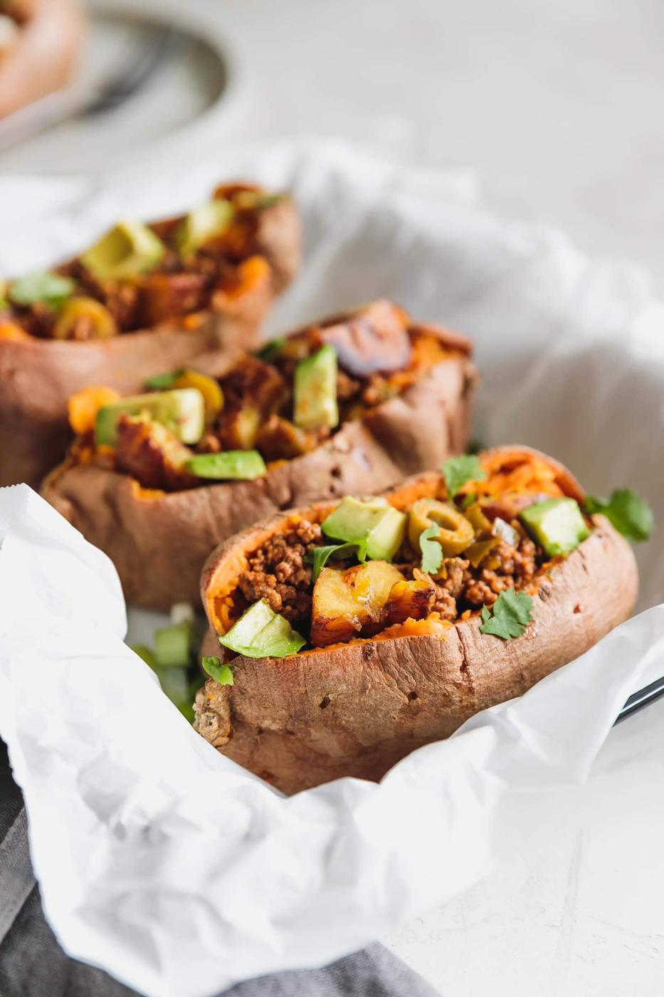 Cuban Picadillo Stuffed Sweet Potatoes