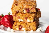 Luscious Strawberry White Chocolate Blondies