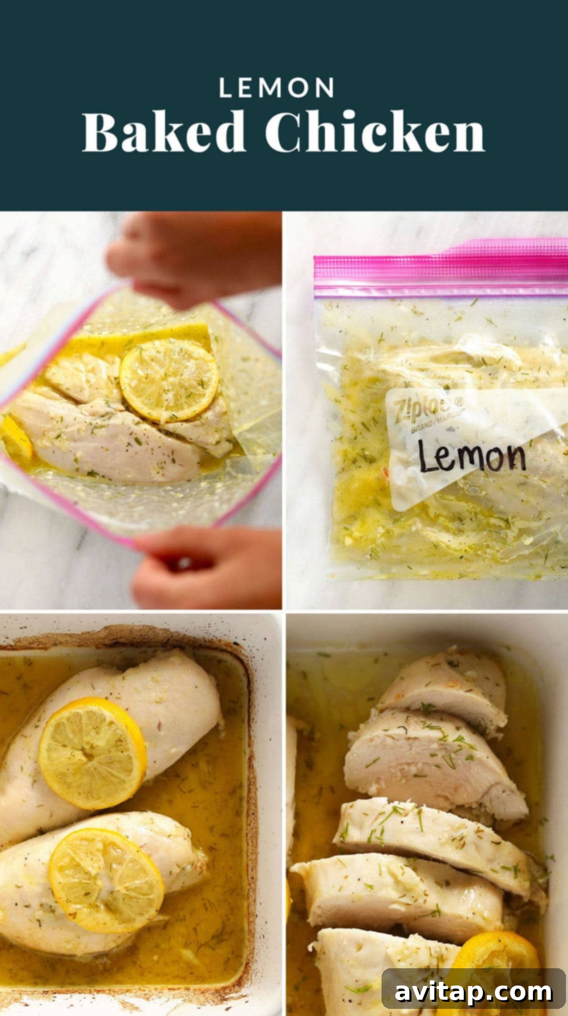 lemon baked chicken collage.