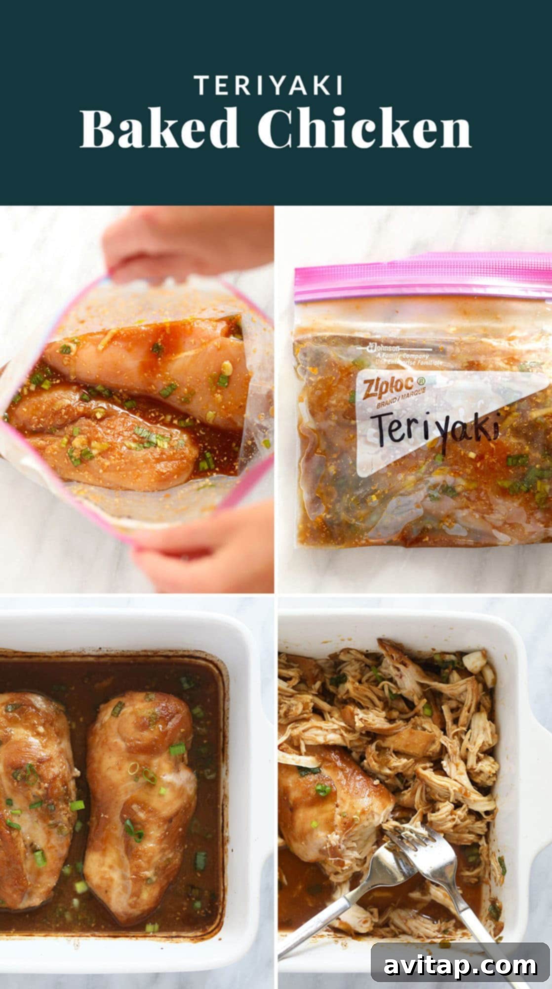 baked teriyaki chicken collage.