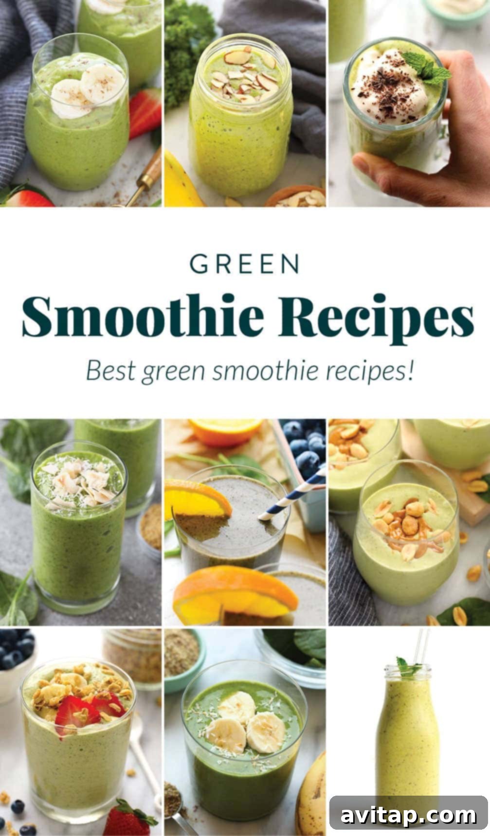Make a green smoothie recipe for a nutrient-dense breakfast or snack that's packed with real food and GREENS! A vibrant green smoothie in a glass, ready to be enjoyed.