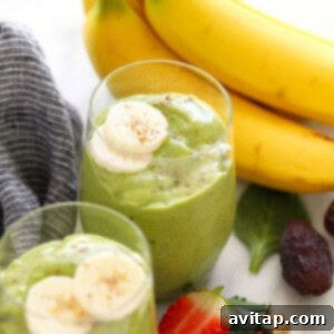 Green smoothie in a glass mug.
