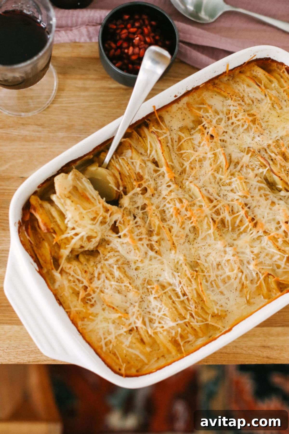 scalloped potatoes on table