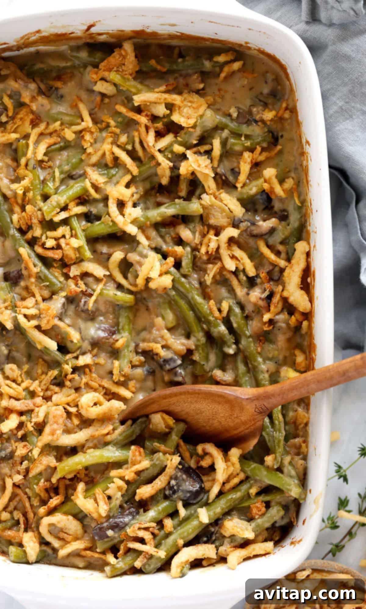 green bean casserole in dish
