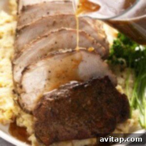 sliced pork loin with gravy
