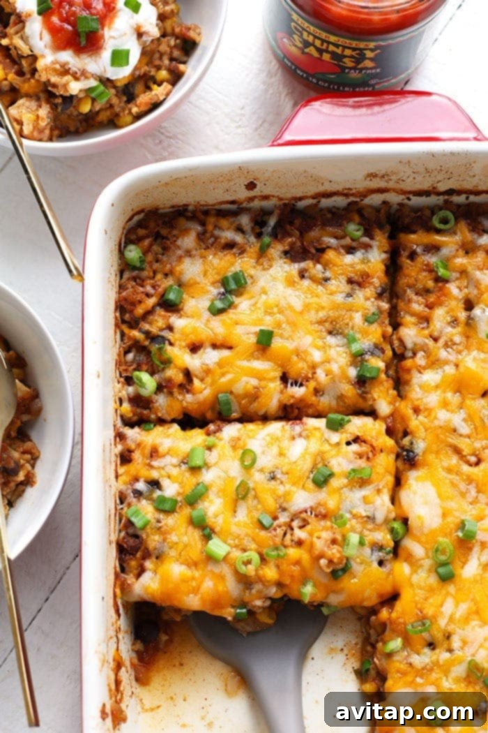 A delicious Southwestern chicken casserole, rich with flavor and healthy ingredients.
