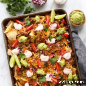 Fiesta Ground Beef Nachos 2 beef nachos in sheet pan
