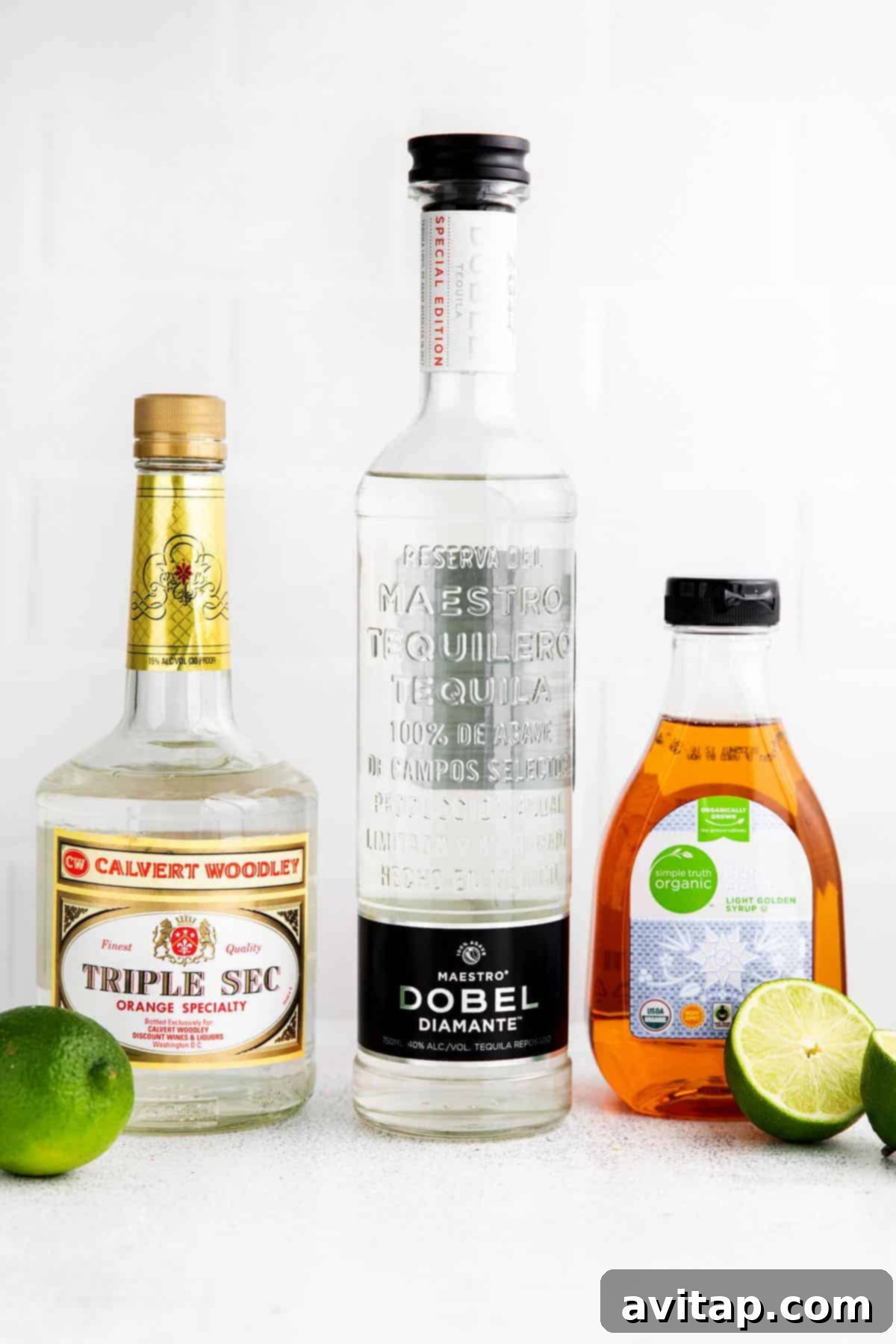 The Perfect Margarita 3 All of the ingredients for a classic margarita laid out.