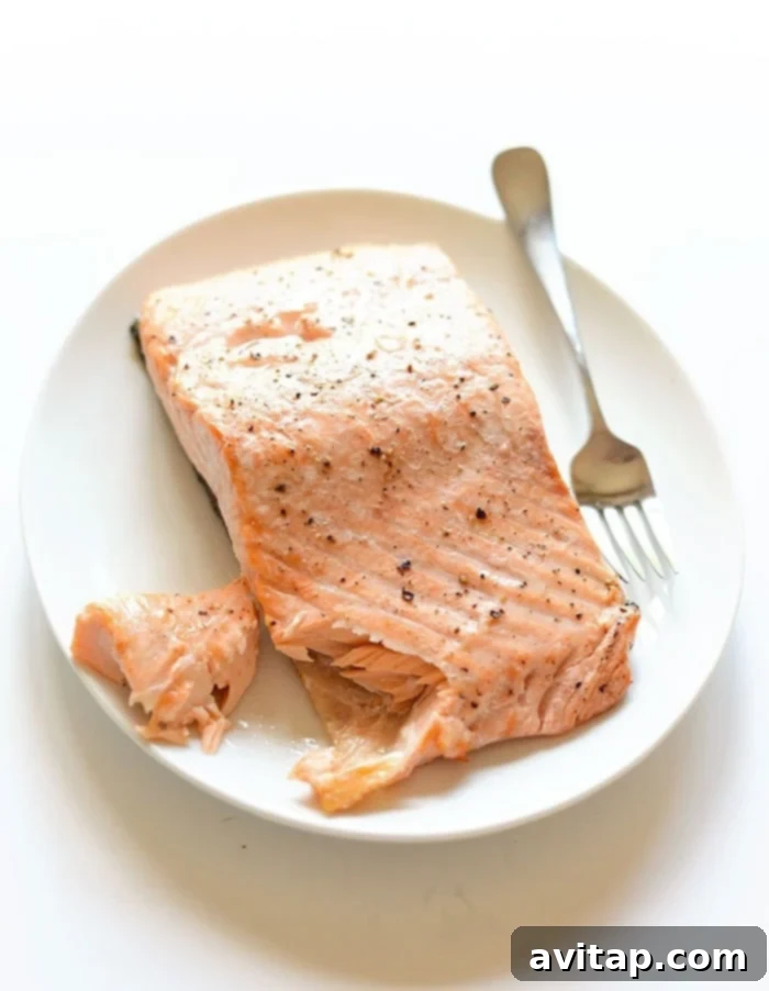 Hearty Salmon and Eggs Scramble 2 Flaky cooked salmon, ready to be incorporated into a delicious meal.