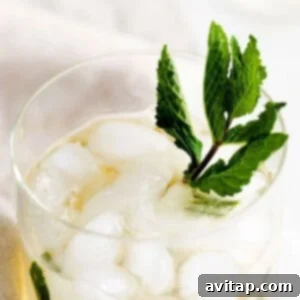 mint julep in glass.