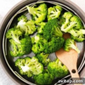 broccoli in steamer basket