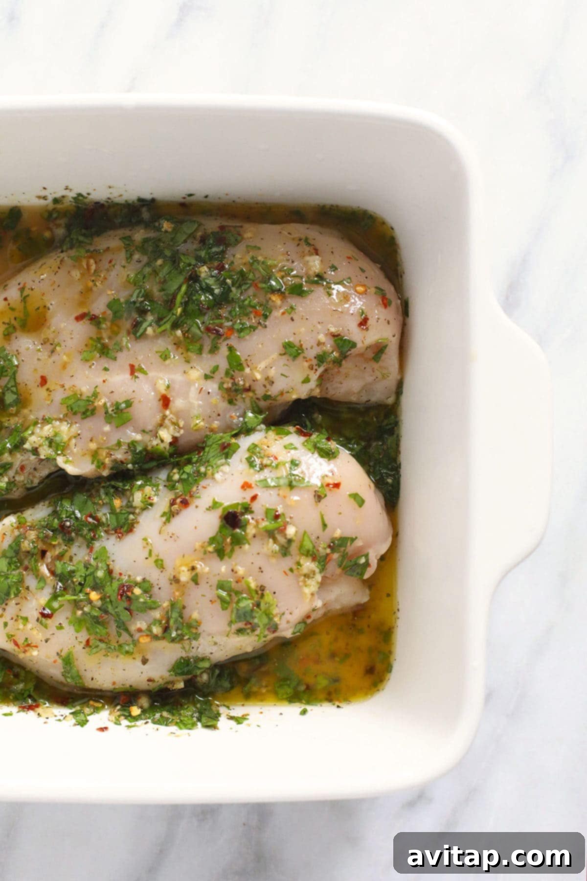 Zesty Homemade Italian Dressing 5 Grilled chicken breast marinated in Italian dressing, garnished with fresh herbs.