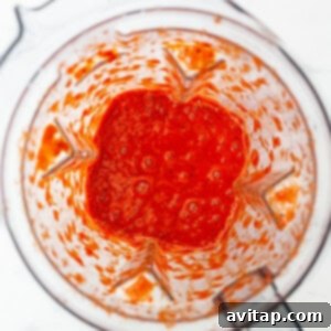 blended roasted red peppers.