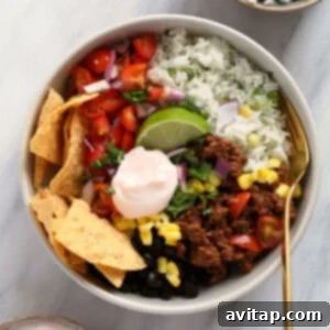 Taco bowl ready to be served