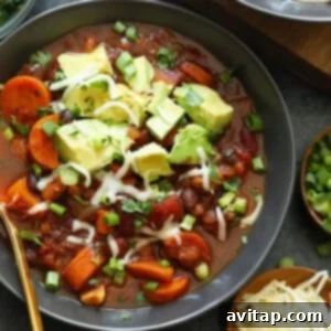 Quick & Flavorful Instant Pot Chili 2 A bowl of Instant Pot Vegetarian Chili, hearty and delicious.
