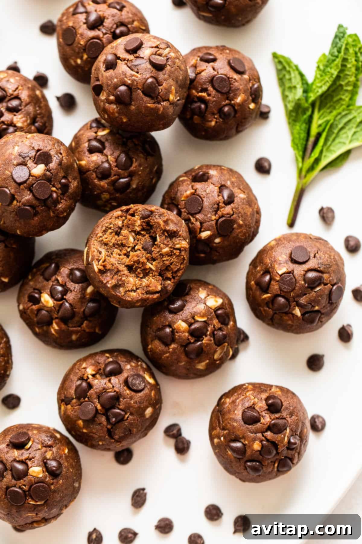 Platter of homemade Mint Chip Protein Balls, ready to be enjoyed as a healthy snack.