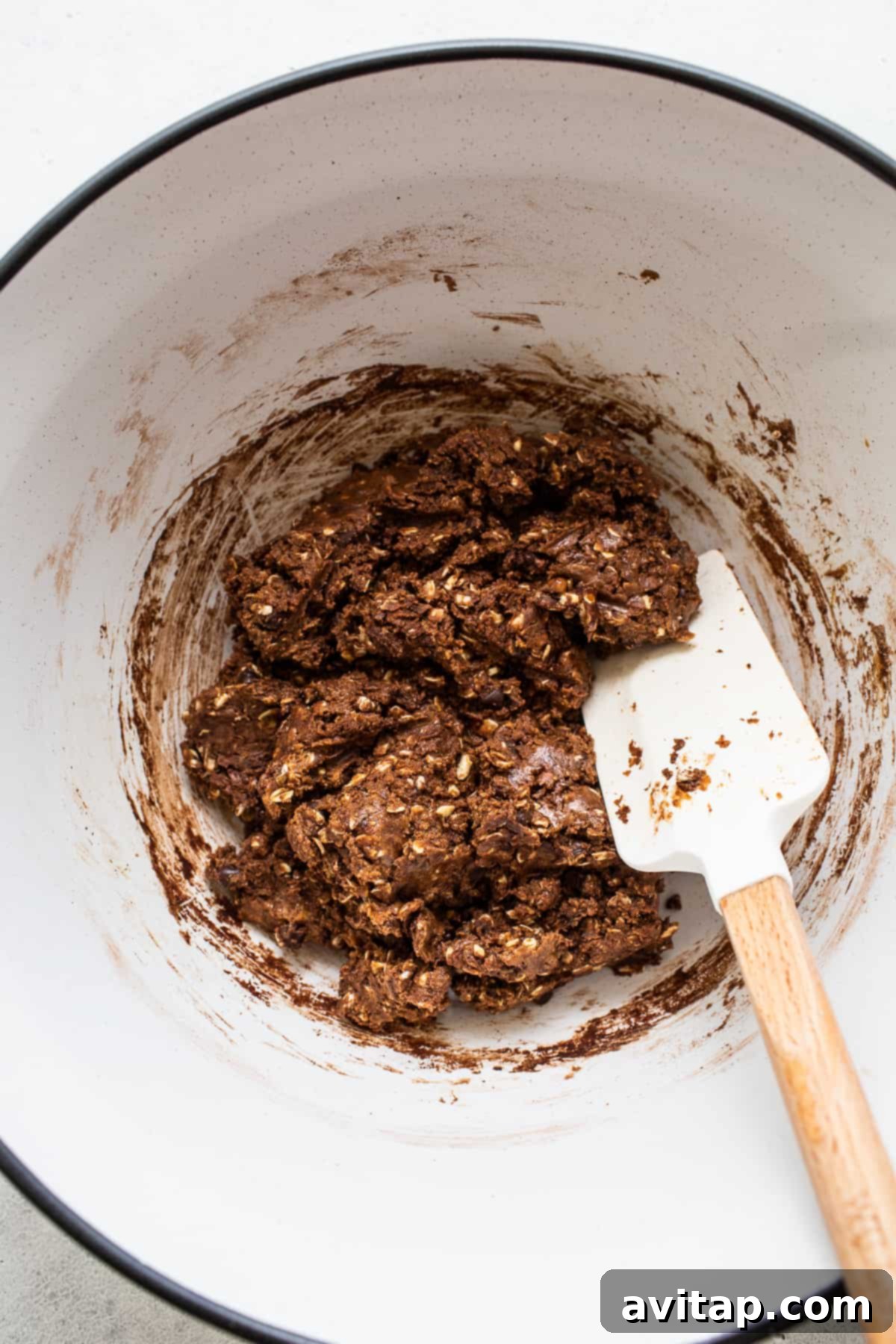 The mixed dough for Mint Chip Protein Balls in a bowl, showing perfect consistency, ready for rolling.
