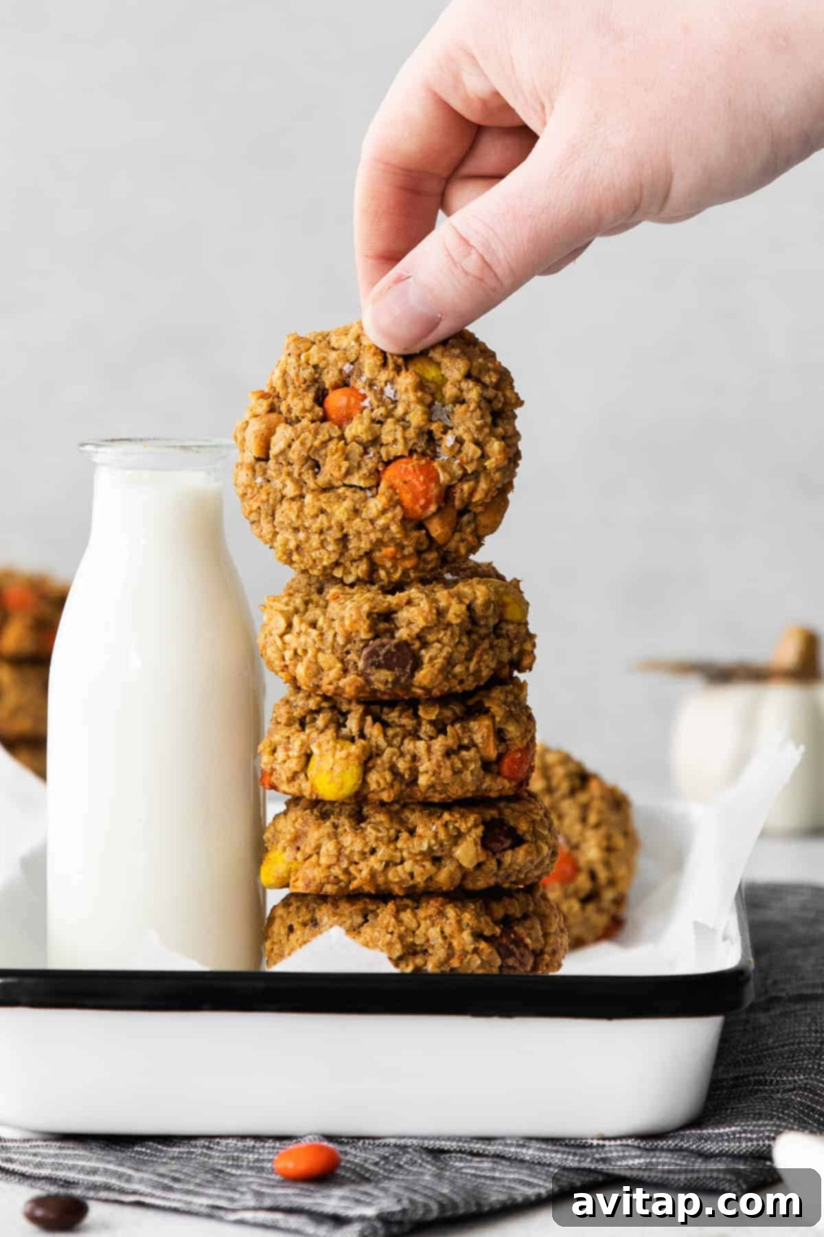 stack of pumpkin monster cookies