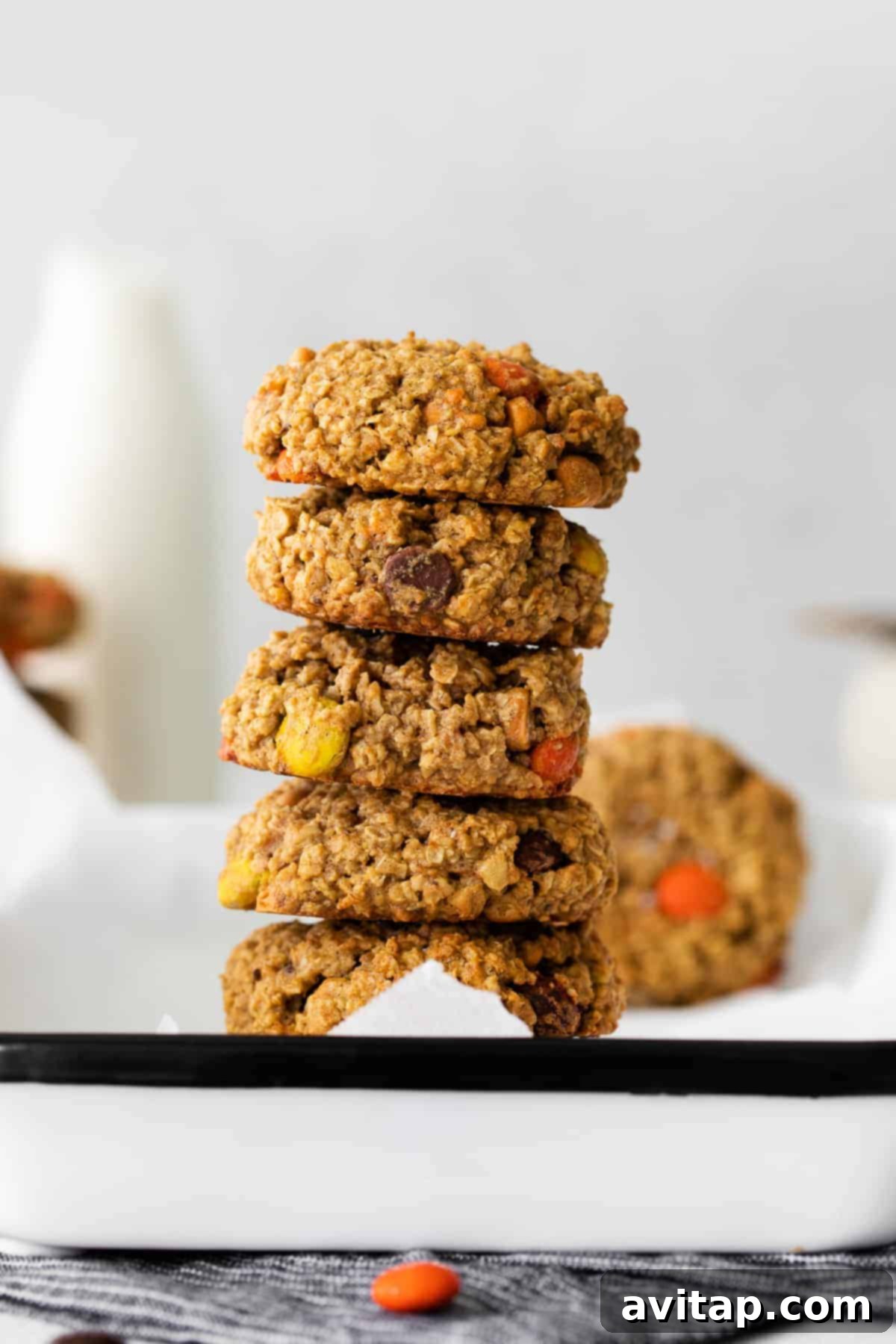 stack of monster cookies