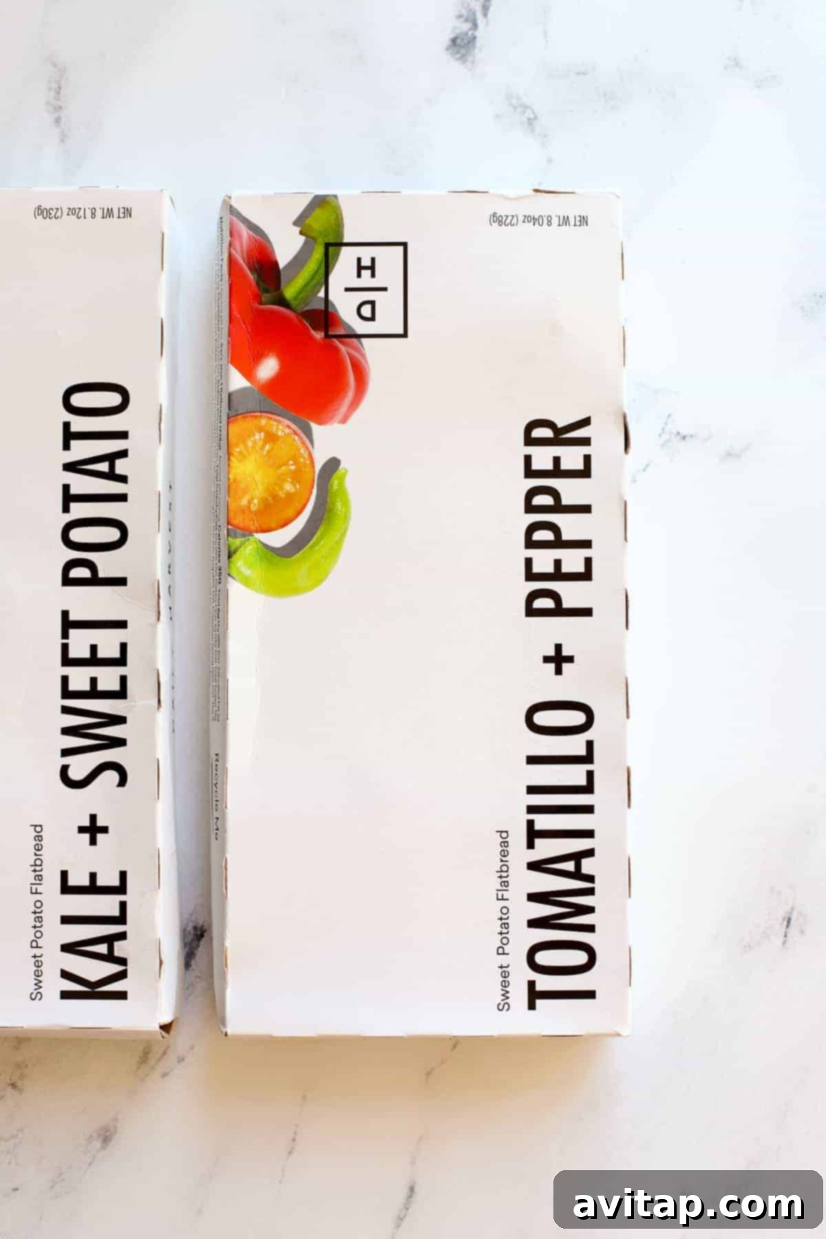 Daily Harvest flatbread in its packaging, ready to be cooked
