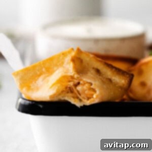 Crispy buffalo chicken wontons in a basket, perfect for sharing.
