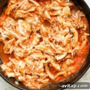 A dish of flavorful chicken tinga, ready to be served.