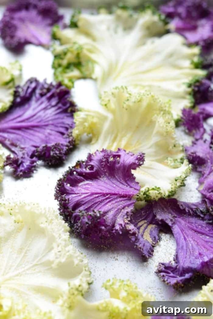 Healthy alternative to popcorn on movie night: Garlic Roasted Kale Chips.